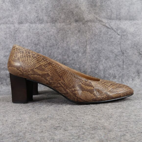 Stuart Weitzman Shoes Womens 9 Pumps Snakeskin Print Leather Fashion Heels Brown - Picture 2 of 14
